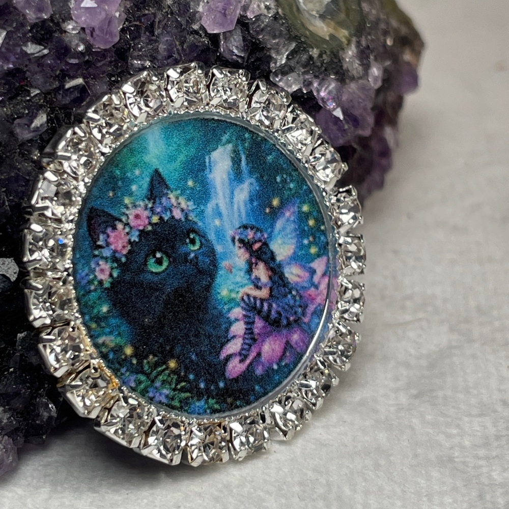 2/$20 Black Cat Pin/Brooch Or Magnet, Your Choice Artisan Designed